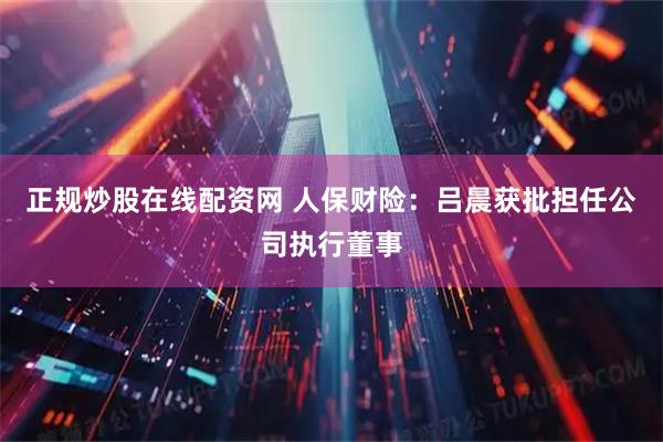 正规炒股在线配资网 人保财险：吕晨获批担任公司执行董事